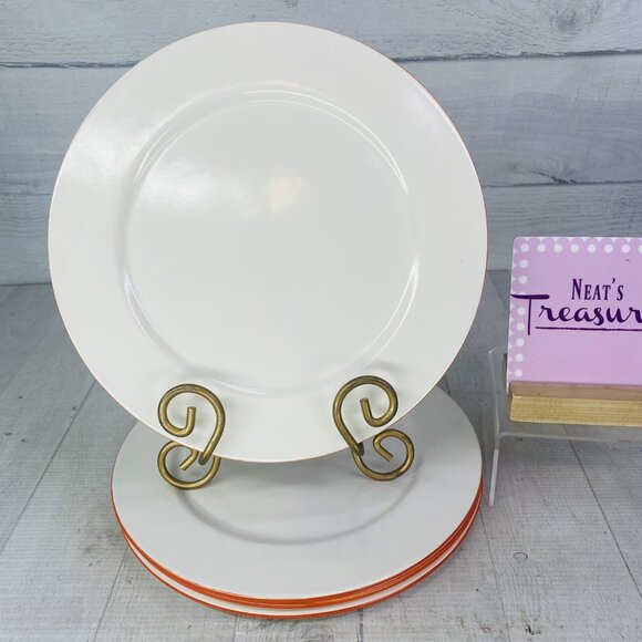 Kate Spade SATURDAY White Orange Trim Ceramic Round 10